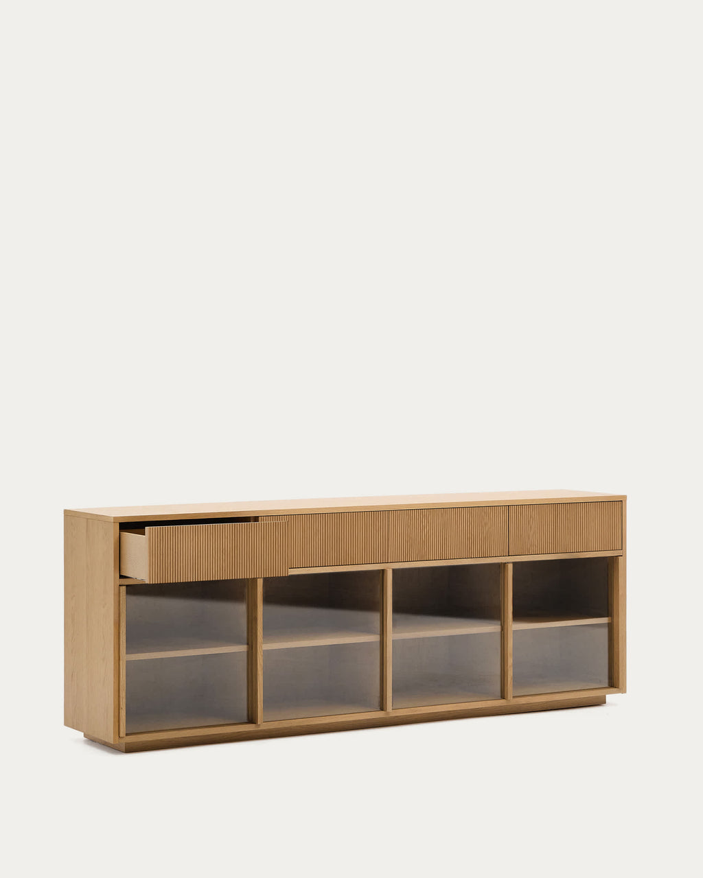 Japandi Sideboard Helvine – Eichenfurnier, Natur, 200 × 80 cm – weitere Ansicht