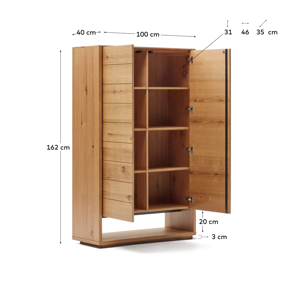Japandi Highboard Alguema – Eichenfurnier, Natur, 100 × 163,5 cm – weitere Ansicht