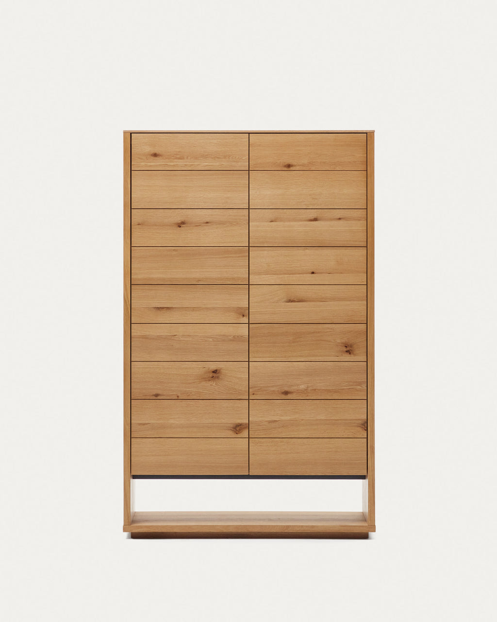 Japandi Highboard Alguema – Eichenfurnier, Natur, 100 × 163,5 cm – Produktansicht