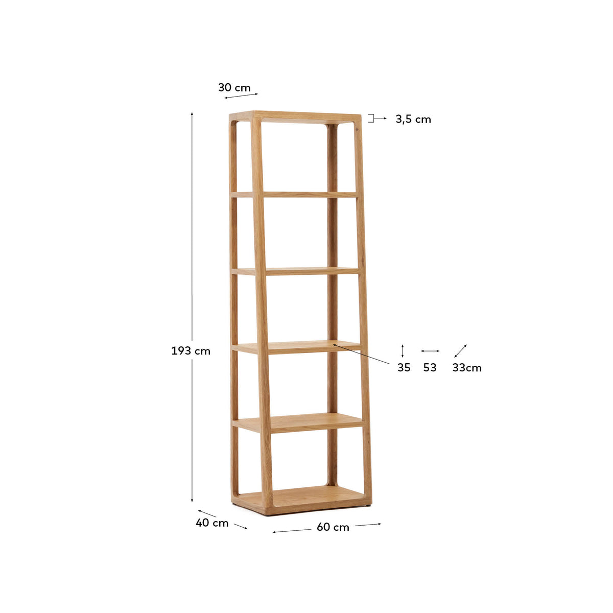 Japandi Regal Maymai – Eiche, Braun, 60 × 193 cm – weitere Ansicht