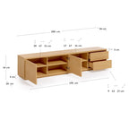 Japandi TV-Möbel Abilen – Eichenfurnier, Braun, 200 × 44 cm – weitere Ansicht