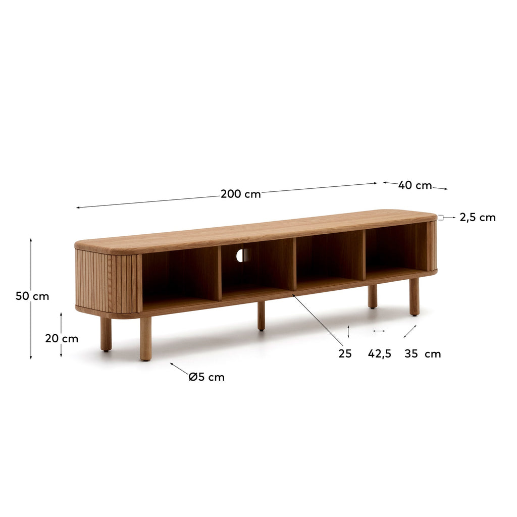 Japandi TV-Möbel Mailen – Eschenfurnier, Natur, 200 × 50 cm – weitere Ansicht