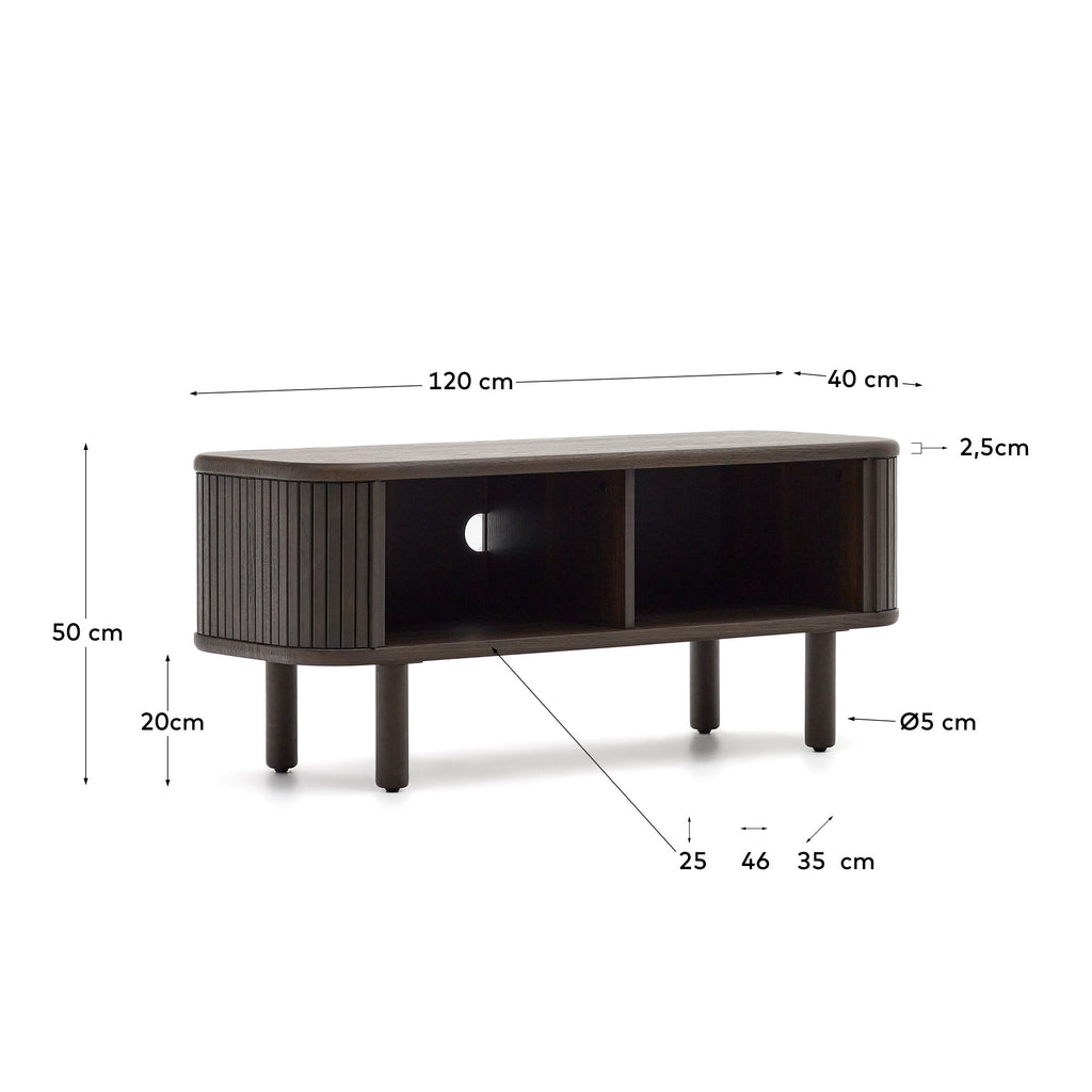 Japandi TV-Möbel Mailen – Eschenfurnier, Schwarz, 120 × 50 cm – weitere Ansicht