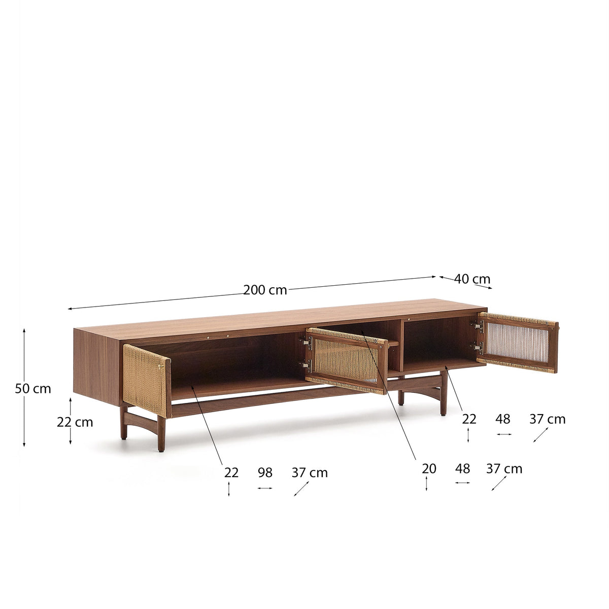 Japandi TV-Möbel Elan – Massivholz, Natur, 200 × 50 cm – weitere Ansicht