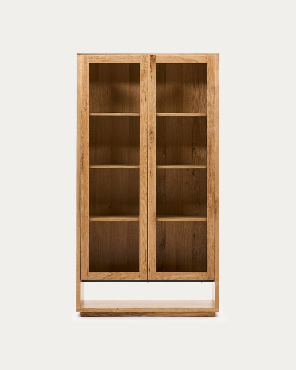 Japandi Vitrine Alguema – Eichenfurnier, Natur, 100 × 185 cm – Produktansicht