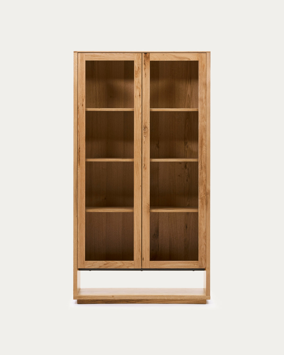 Japandi Vitrine Alguema – Eichenfurnier, Natur, 100 × 185 cm – Produktansicht