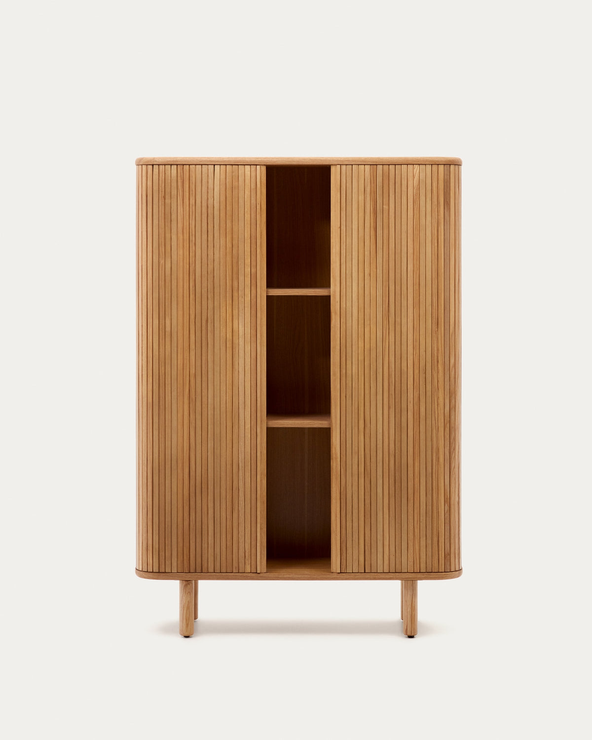 Japandi Highboard Mailen – Eschenfurnier, Natur, 110 × 160 cm – Produktansicht