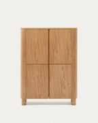 Japandi Highboard Salaya – Eschenfurnier, Natur, 100 × 134 cm – Produktansicht
