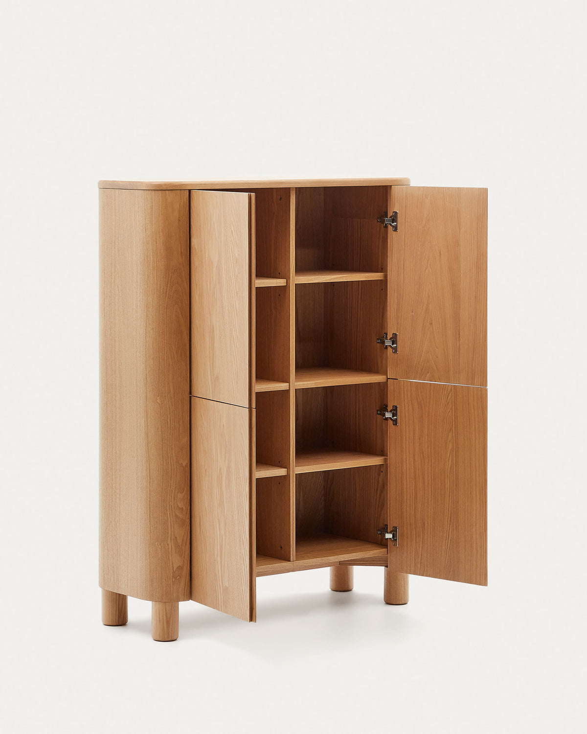Japandi Highboard Salaya – Eschenfurnier, Natur, 100 × 134 cm – weitere Ansicht