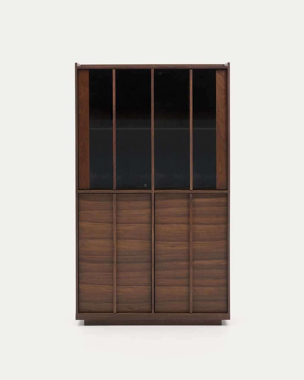 Japandi Vitrine Onix – Walnussfurnier, Dunkelbraun, 100 × 170 cm – Produktansicht