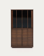 Japandi Vitrine Onix – Walnussfurnier, Dunkelbraun, 100 × 170 cm – Produktansicht