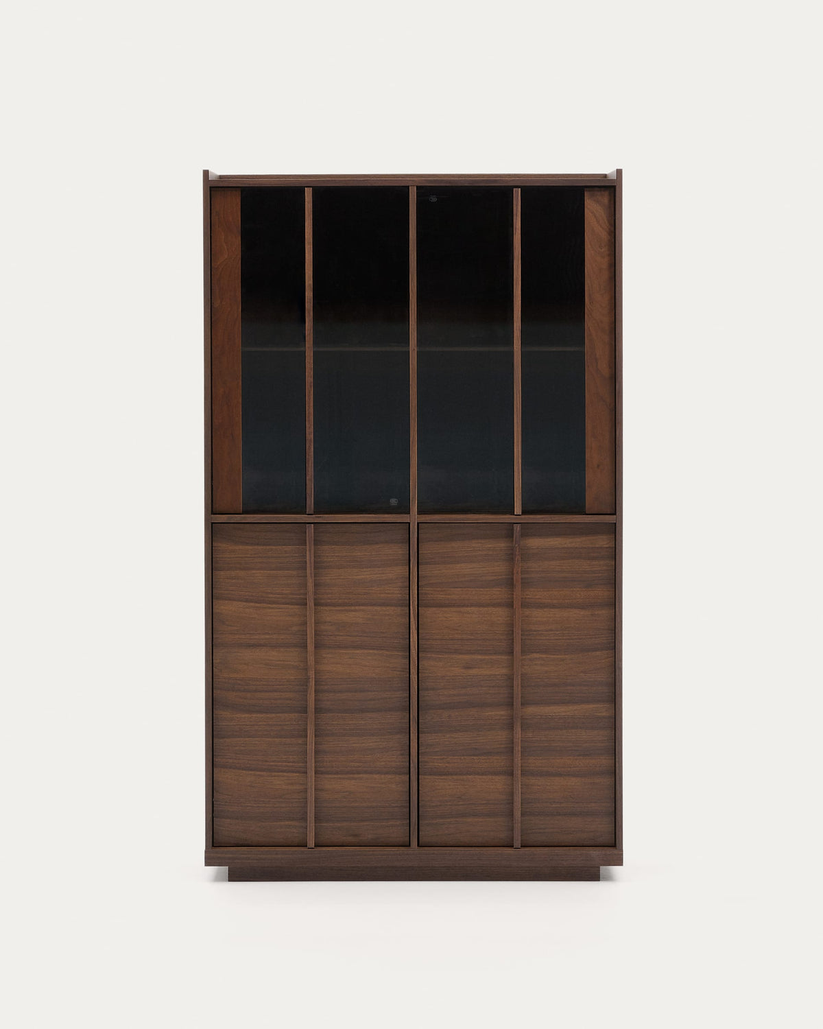 Japandi Vitrine Onix – Walnussfurnier, Dunkelbraun, 100 × 170 cm – Produktansicht
