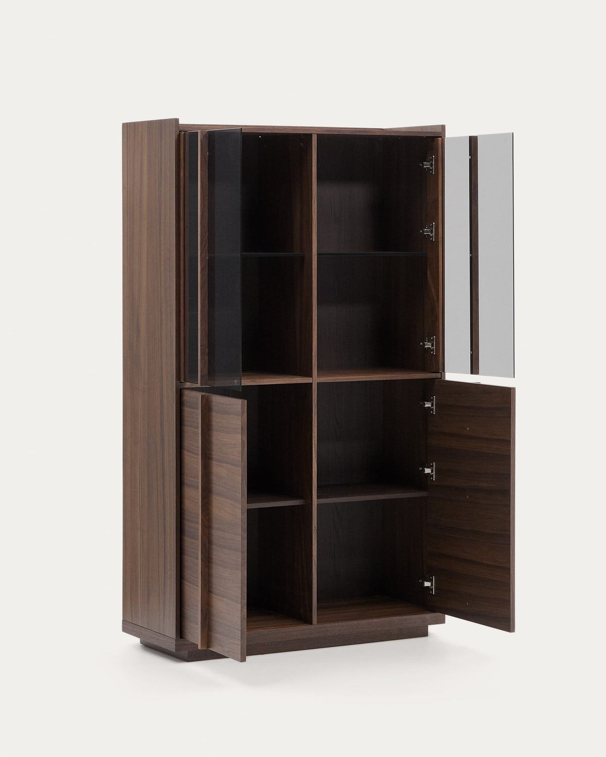 Japandi Vitrine Onix – Walnussfurnier, Dunkelbraun, 100 × 170 cm – weitere Ansicht