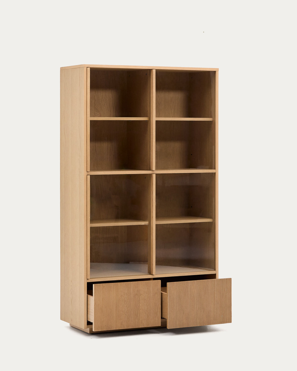 Japandi Vitrine Helvine – Eichenfurnier, Natur, 100 × 174 cm – weitere Ansicht