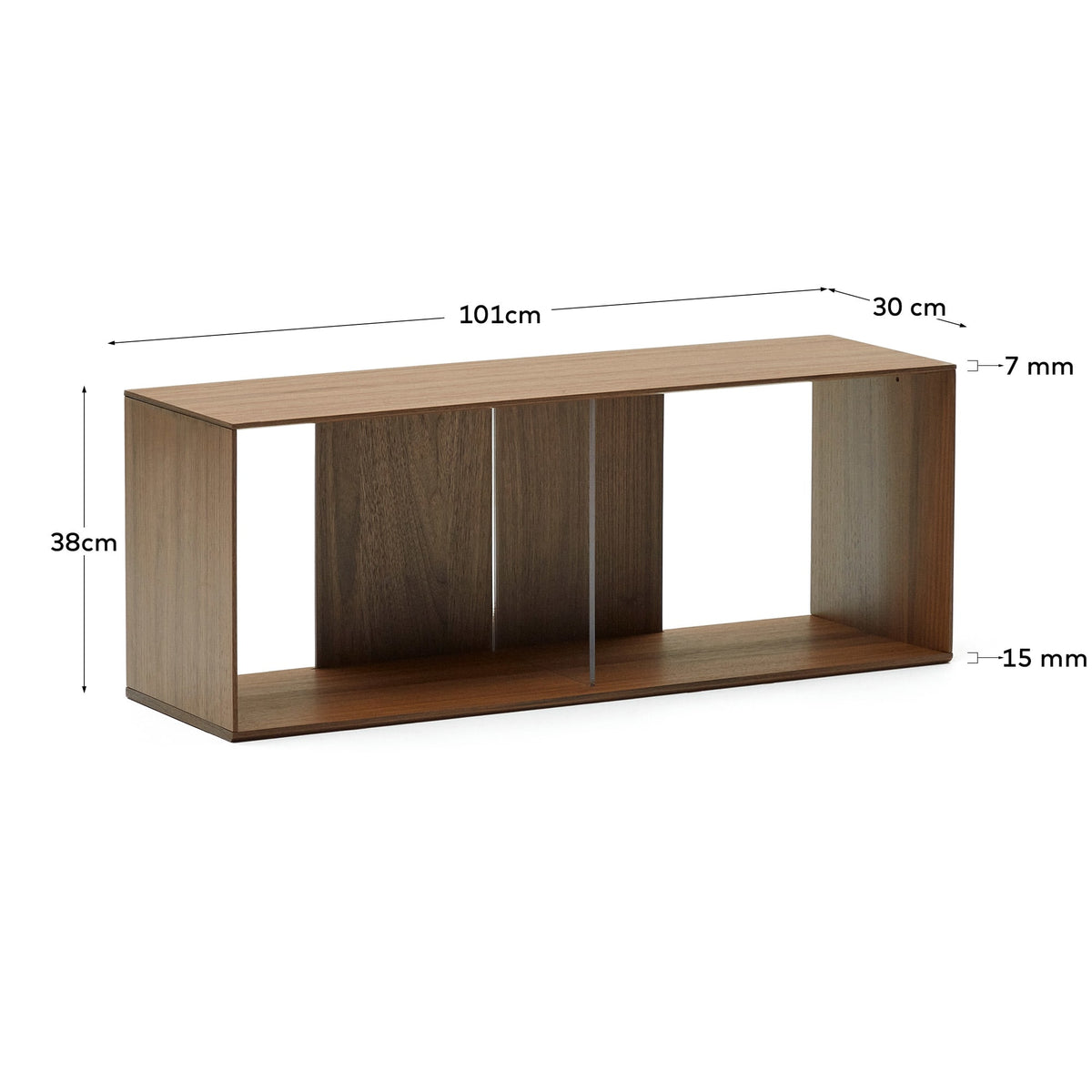 Japandi Regal Litto – Holzwerkstoff, Braun, 101 × 38 cm – weitere Ansicht