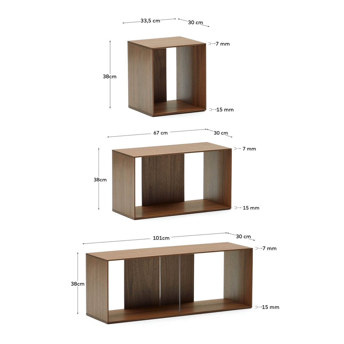 Japandi Regal Litto – Holzwerkstoff, Braun, 101 × 152 cm – weitere Ansicht