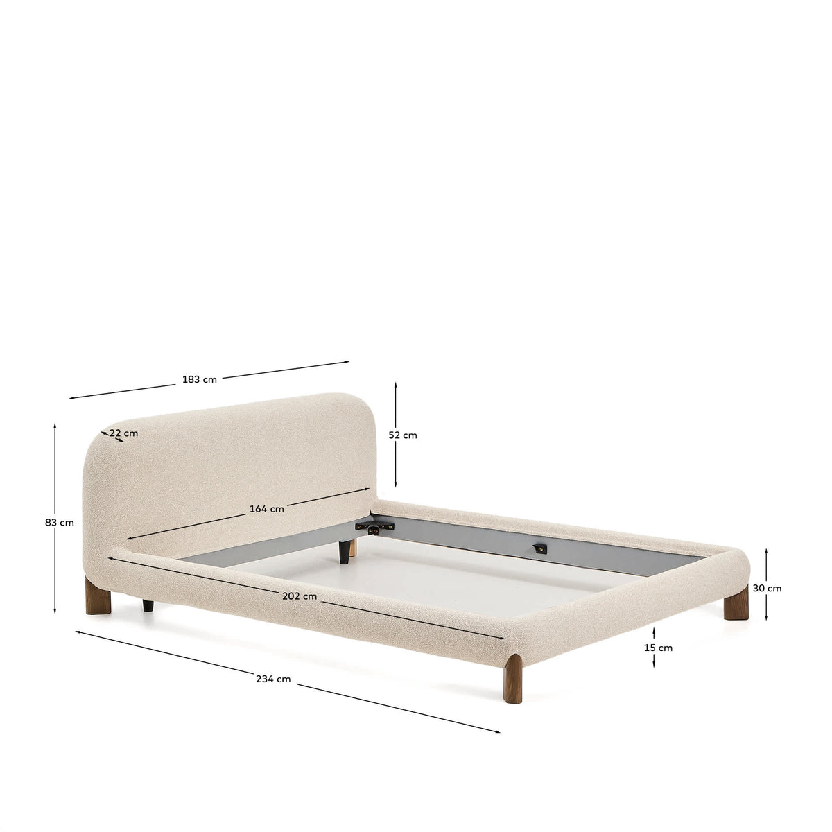 Japandi Bett Odina – Esche, Ecru, 160 × 200 cm – weitere Ansicht