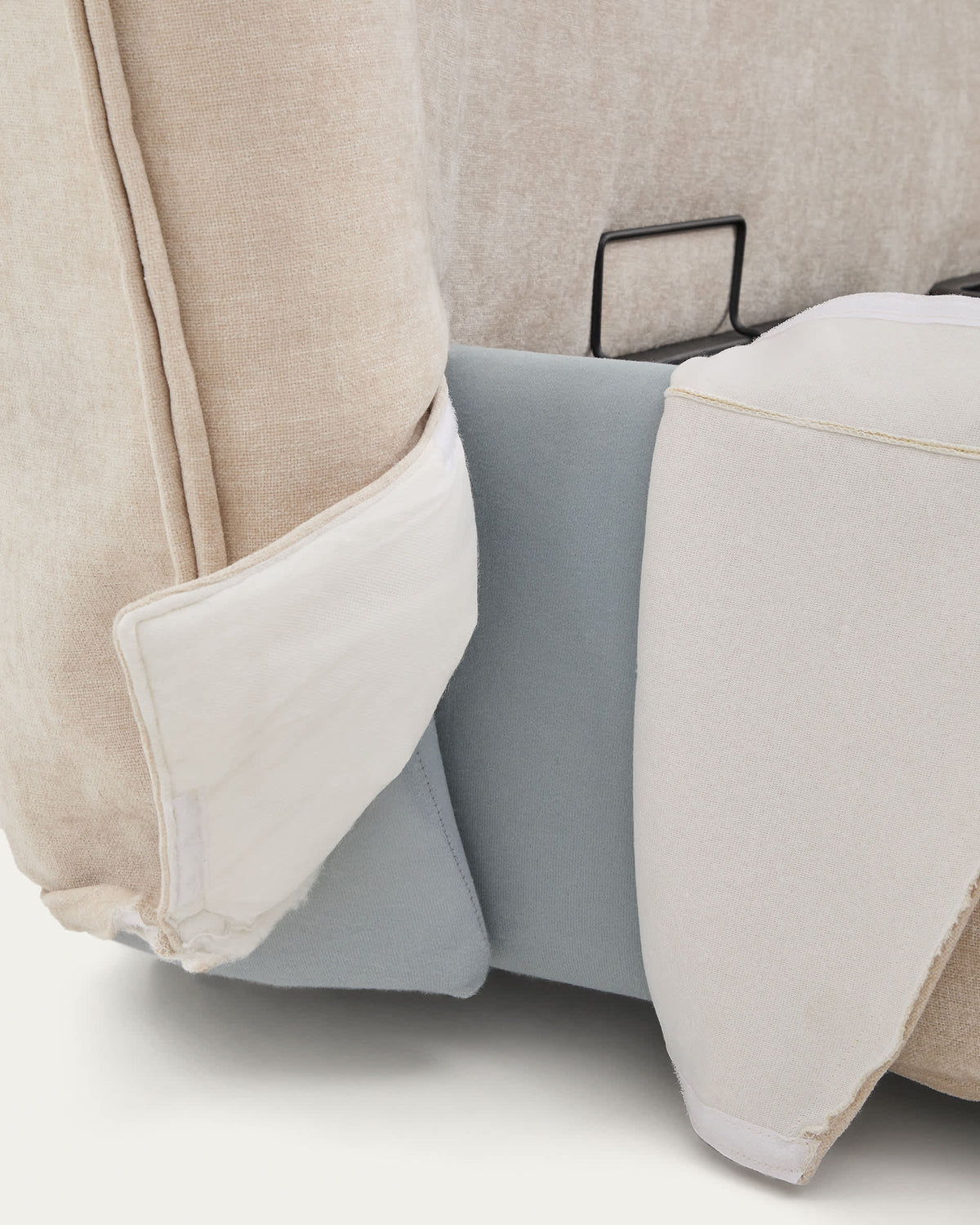 Japandi Bett Arvian – Chenille, Beige, 180 × 200 cm – weitere Ansicht
