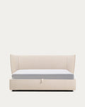 Japandi Bett Arvian – Chenille, Beige, 180 × 200 cm – Produktansicht