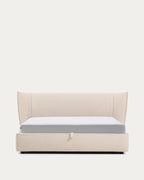 Japandi Bett Arvian – Chenille, Beige, 180 × 200 cm – Produktansicht
