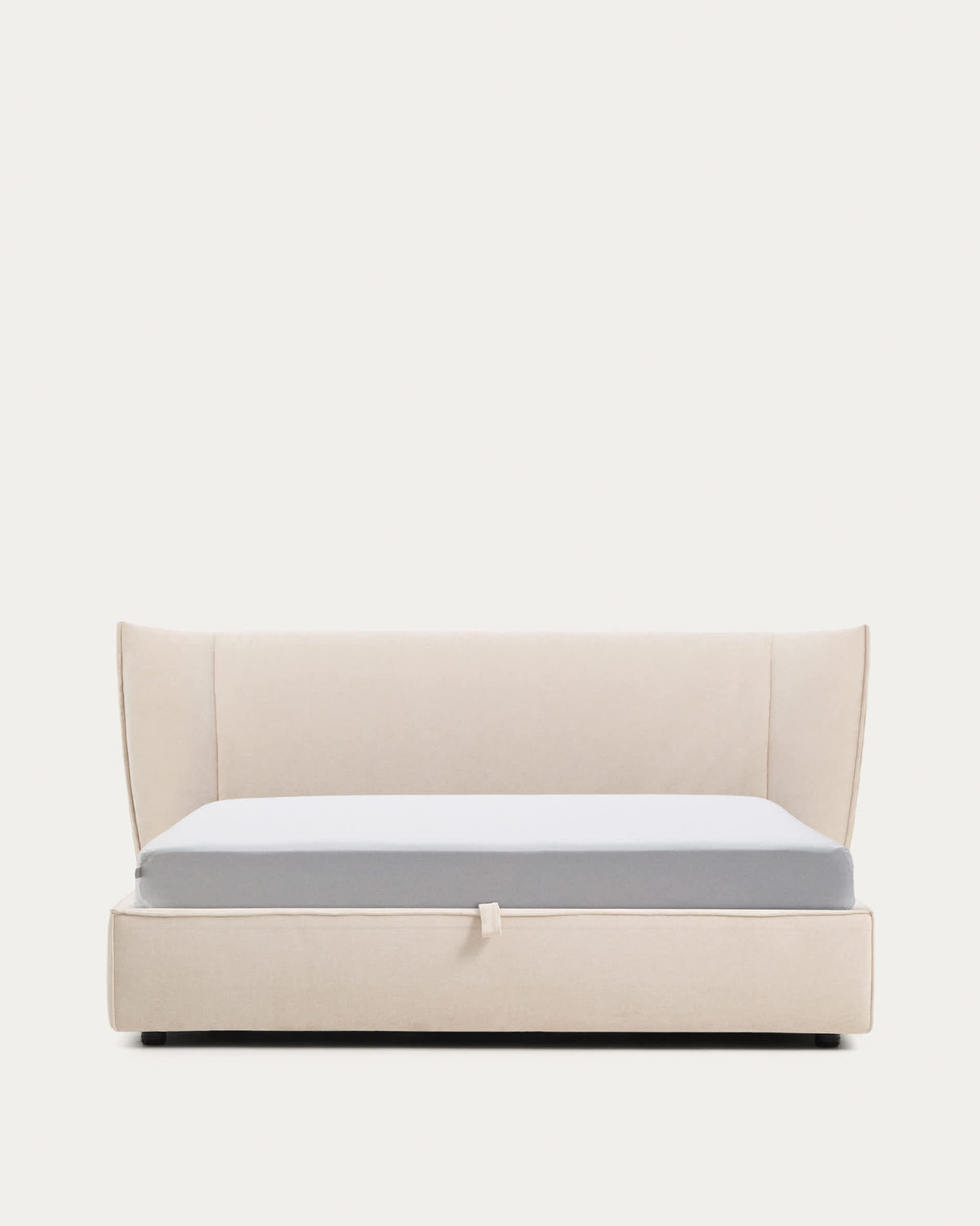 Japandi Bett Arvian – Chenille, Beige, 180 × 200 cm – Produktansicht