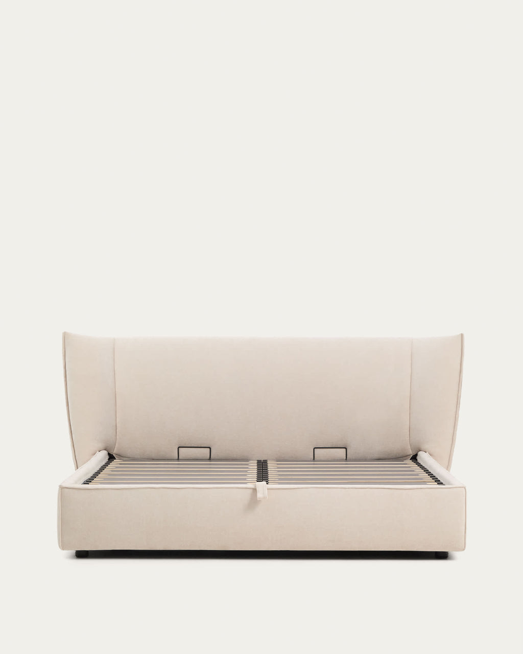 Japandi Bett Arvian – Chenille, Beige, 180 × 200 cm – weitere Ansicht