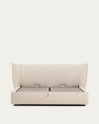 Japandi Bett Arvian – Chenille, Beige, 180 × 200 cm – weitere Ansicht