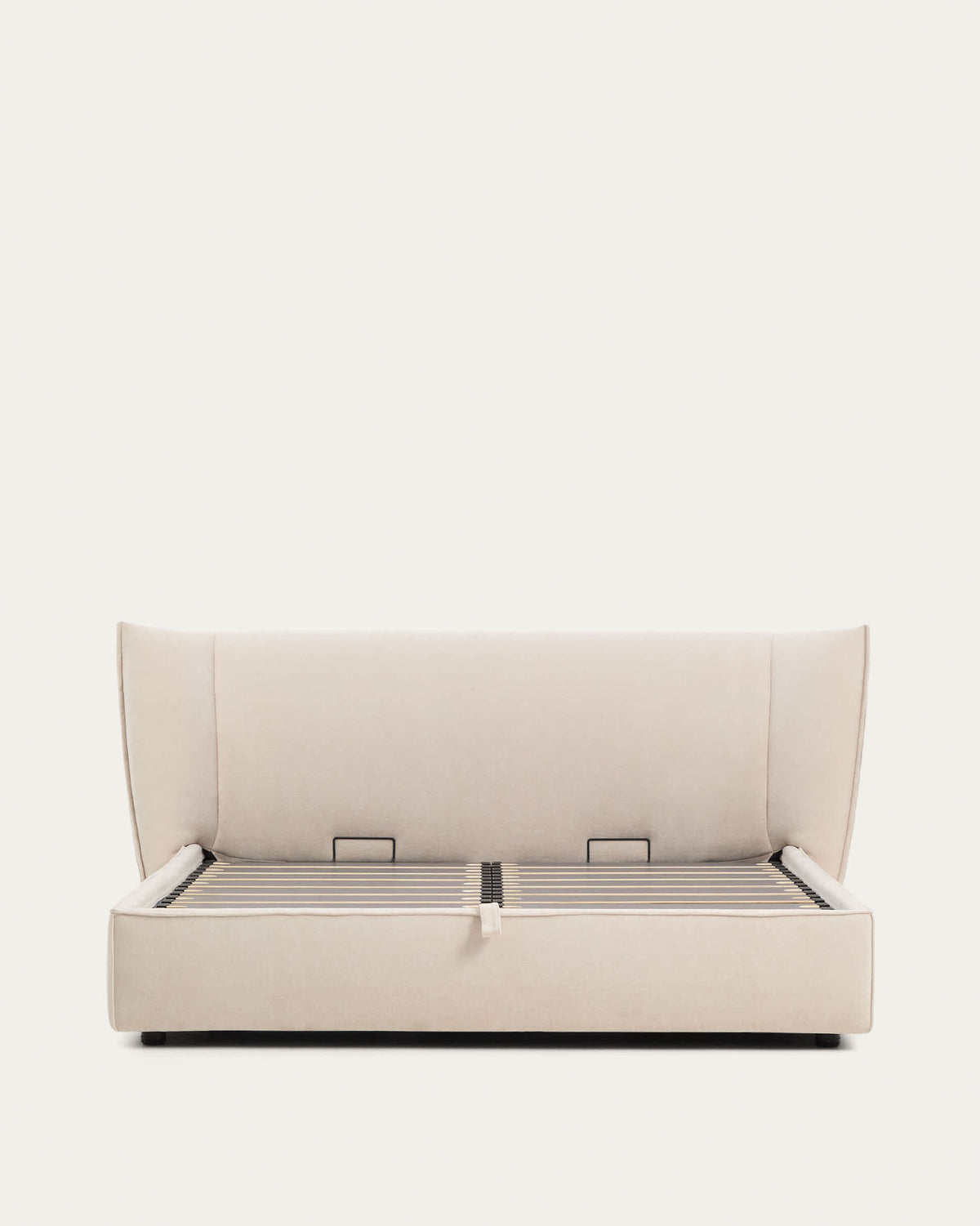 Japandi Bett Arvian – Chenille, Beige, 180 × 200 cm – weitere Ansicht