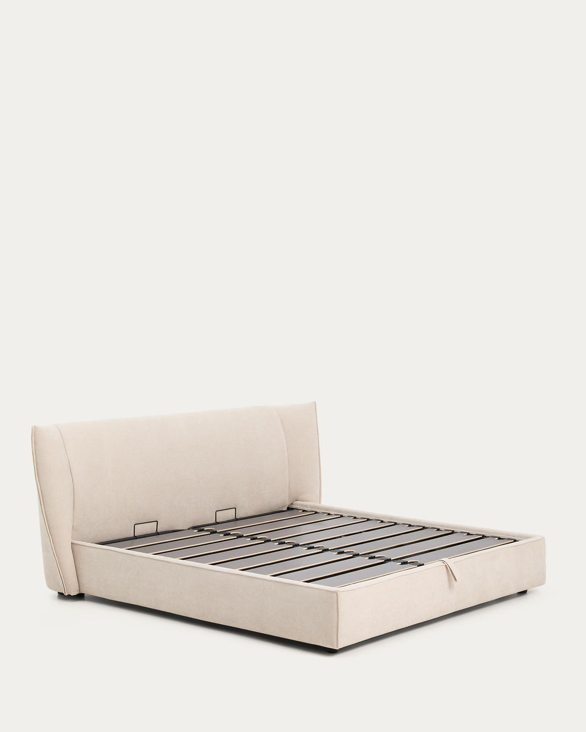 Japandi Bett Arvian – Chenille, Beige, 180 × 200 cm – weitere Ansicht