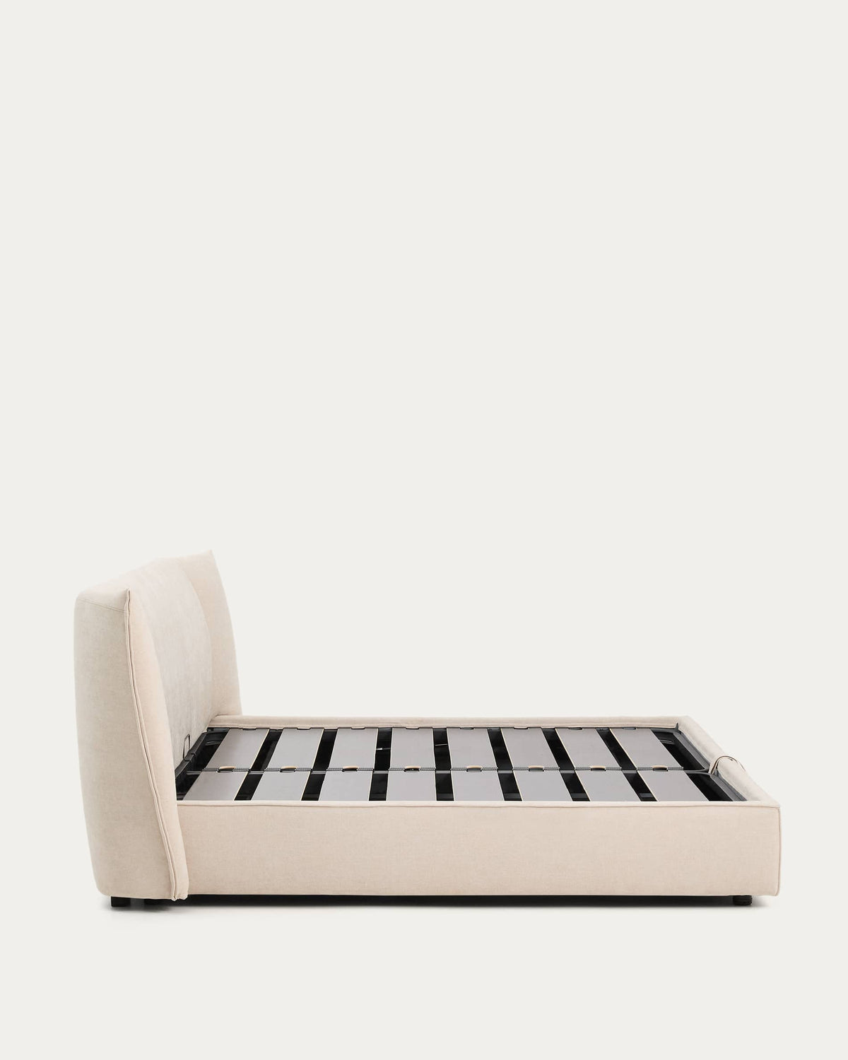 Japandi Bett Arvian – Chenille, Beige, 180 × 200 cm – weitere Ansicht