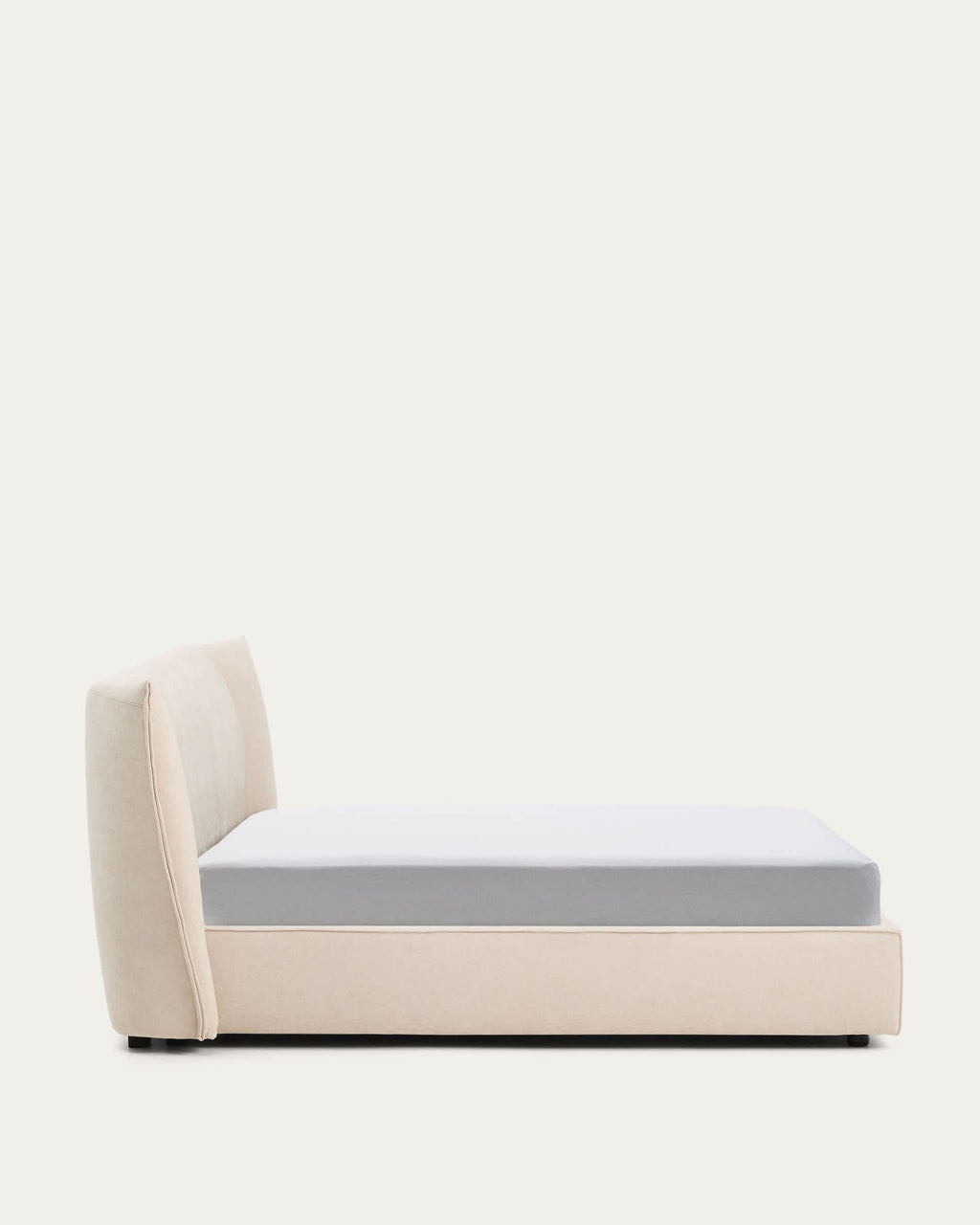 Japandi Bett Arvian – Chenille, Beige, 180 × 200 cm – weitere Ansicht