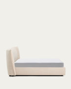 Japandi Bett Arvian – Chenille, Beige, 180 × 200 cm – weitere Ansicht