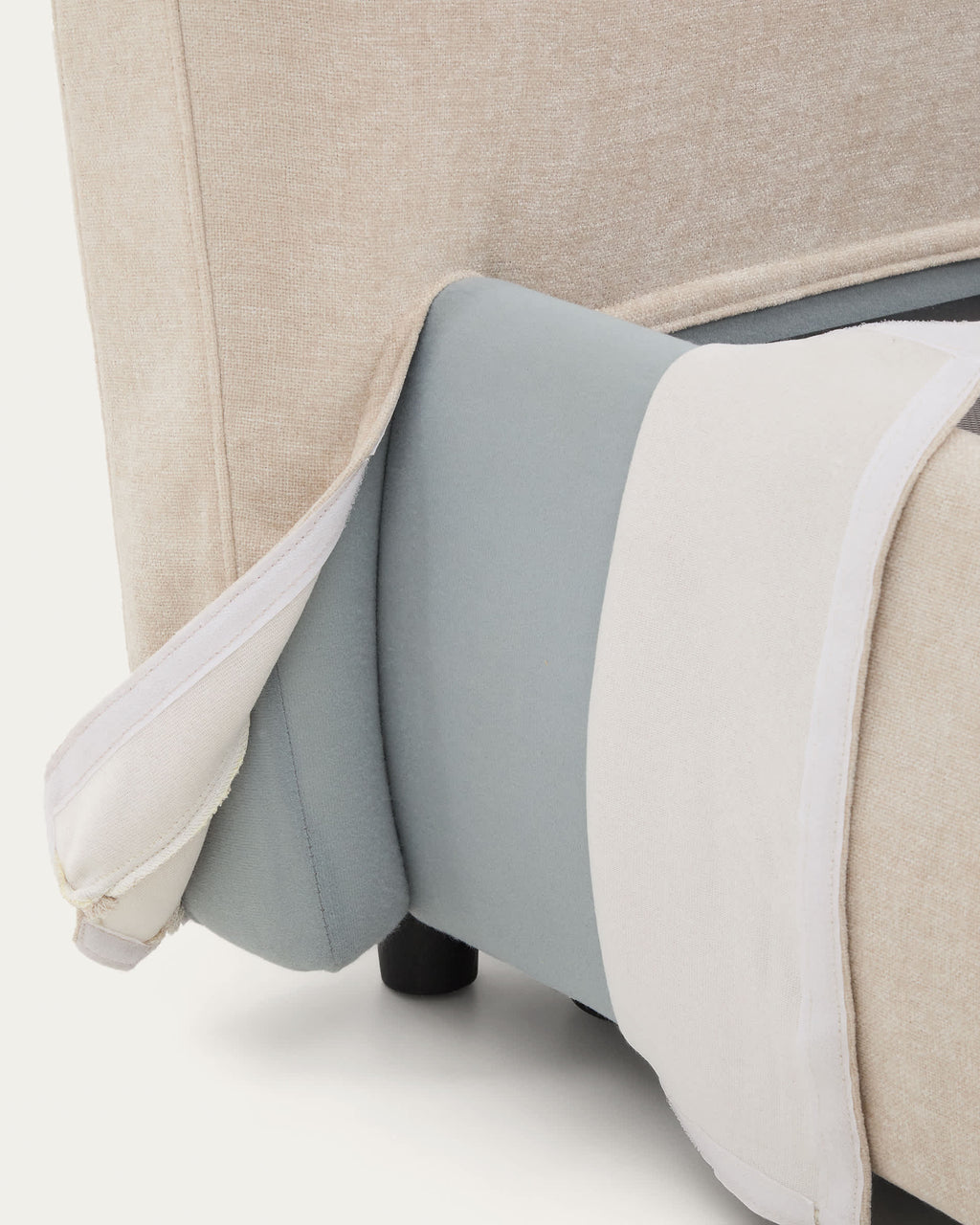 Japandi Bett Dafra – Chenille, Beige, 180 × 200 cm – weitere Ansicht