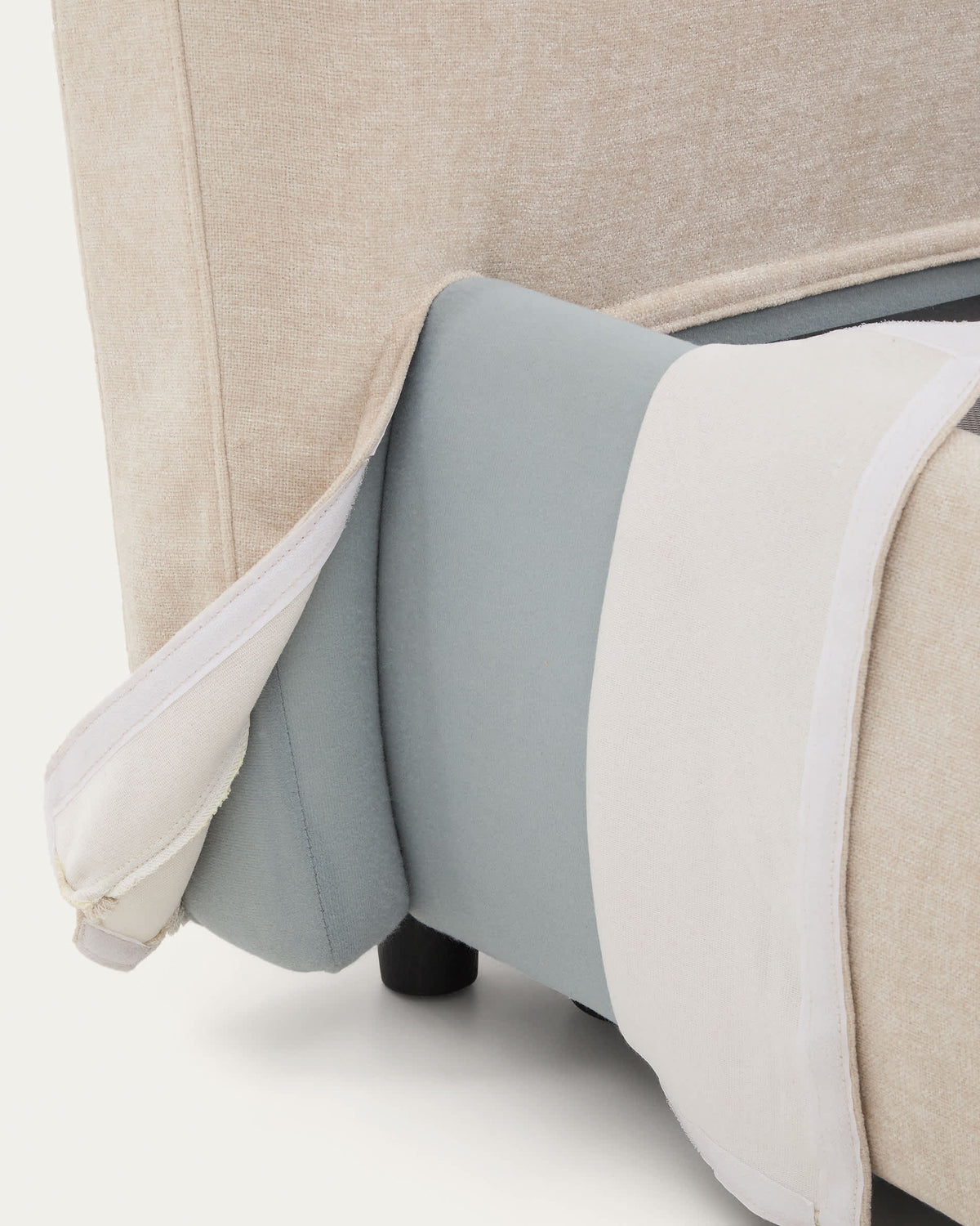 Japandi Bett Dafra – Chenille, Beige, 180 × 200 cm – weitere Ansicht