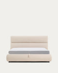 Japandi Bett Dafra – Chenille, Beige, 180 × 200 cm – Produktansicht