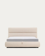 Japandi Bett Dafra – Chenille, Beige, 180 × 200 cm – Produktansicht