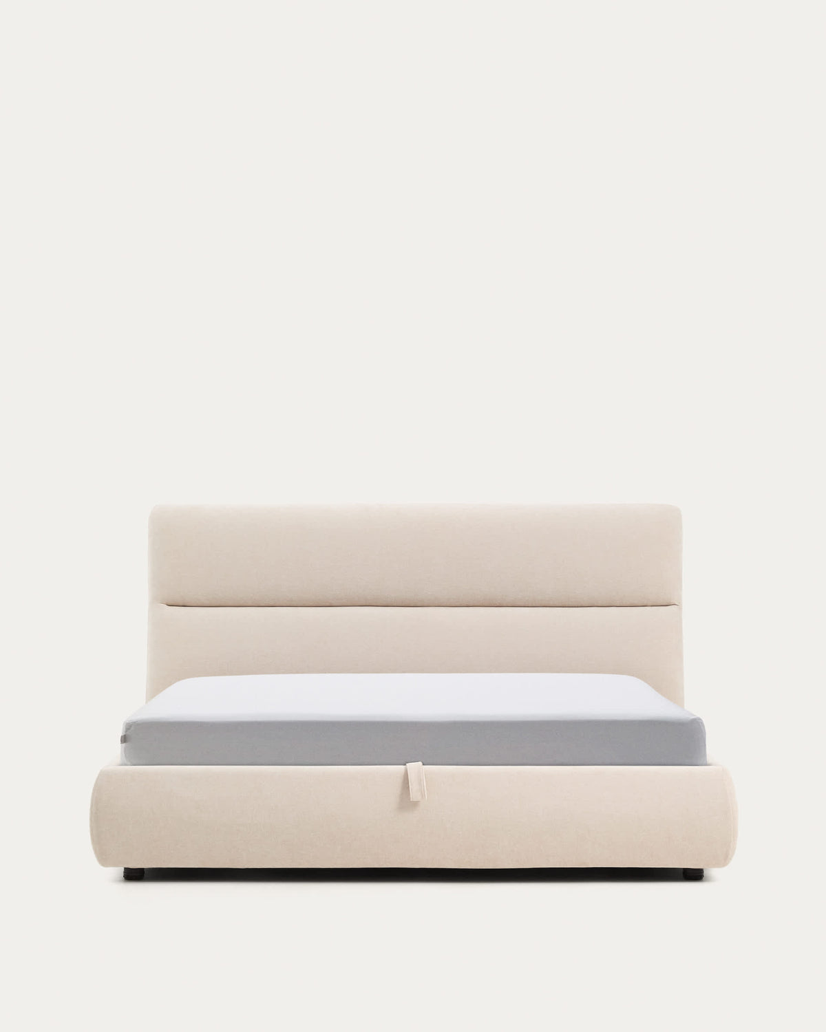 Japandi Bett Dafra – Chenille, Beige, 180 × 200 cm – Produktansicht