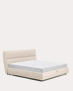 Japandi Bett Dafra – Chenille, Beige, 180 × 200 cm – weitere Ansicht