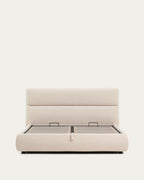 Japandi Bett Dafra – Chenille, Beige, 180 × 200 cm – weitere Ansicht