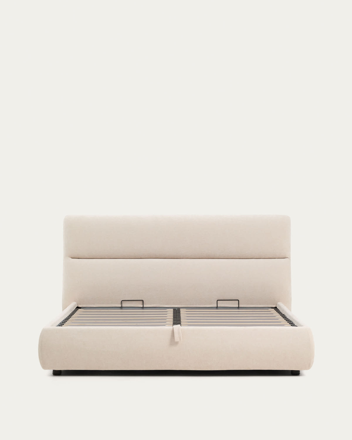 Japandi Bett Dafra – Chenille, Beige, 180 × 200 cm – weitere Ansicht