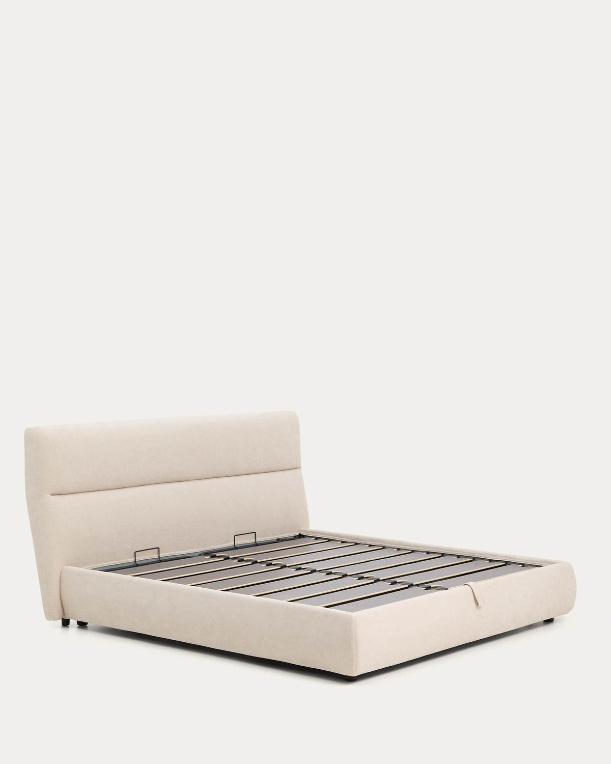 Japandi Bett Dafra – Chenille, Beige, 180 × 200 cm – weitere Ansicht