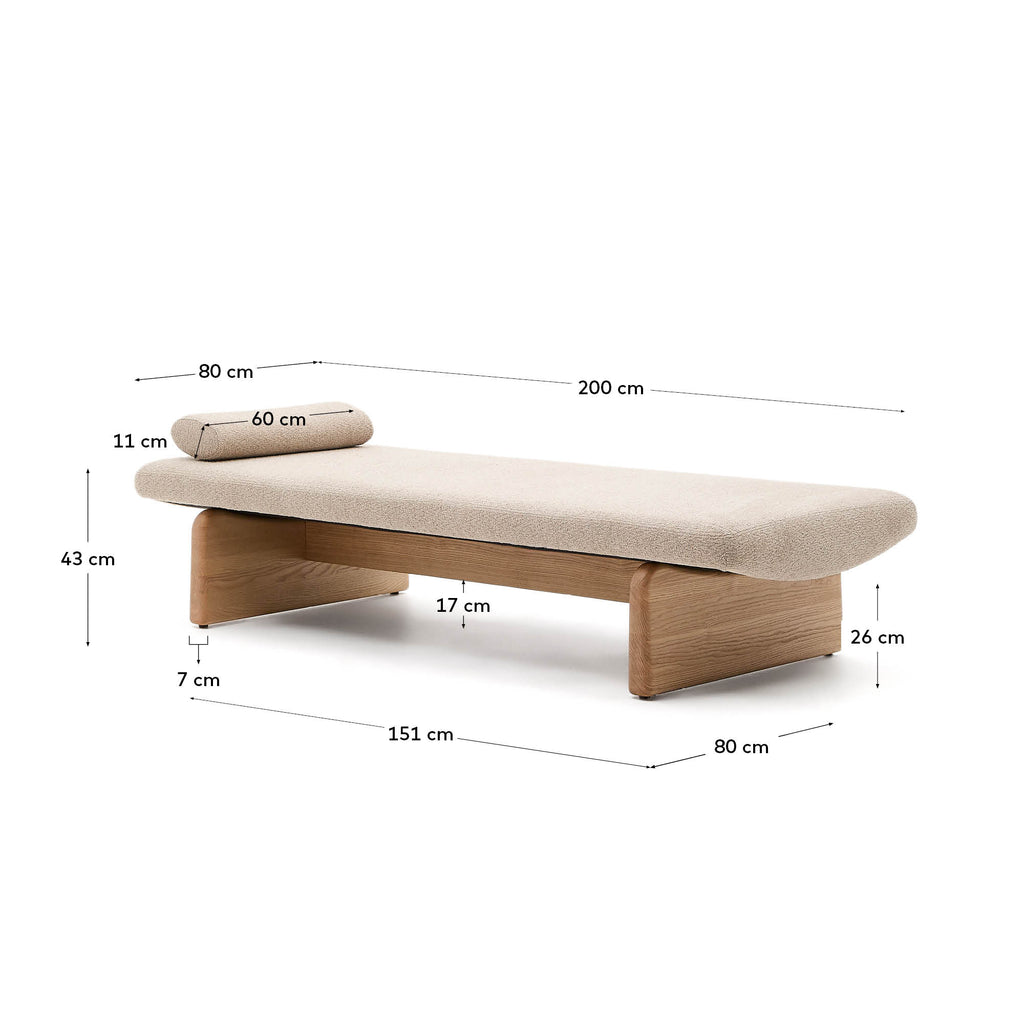 Japandi Daybed Topaz – Chenille, Beige, 200 cm – weitere Ansicht