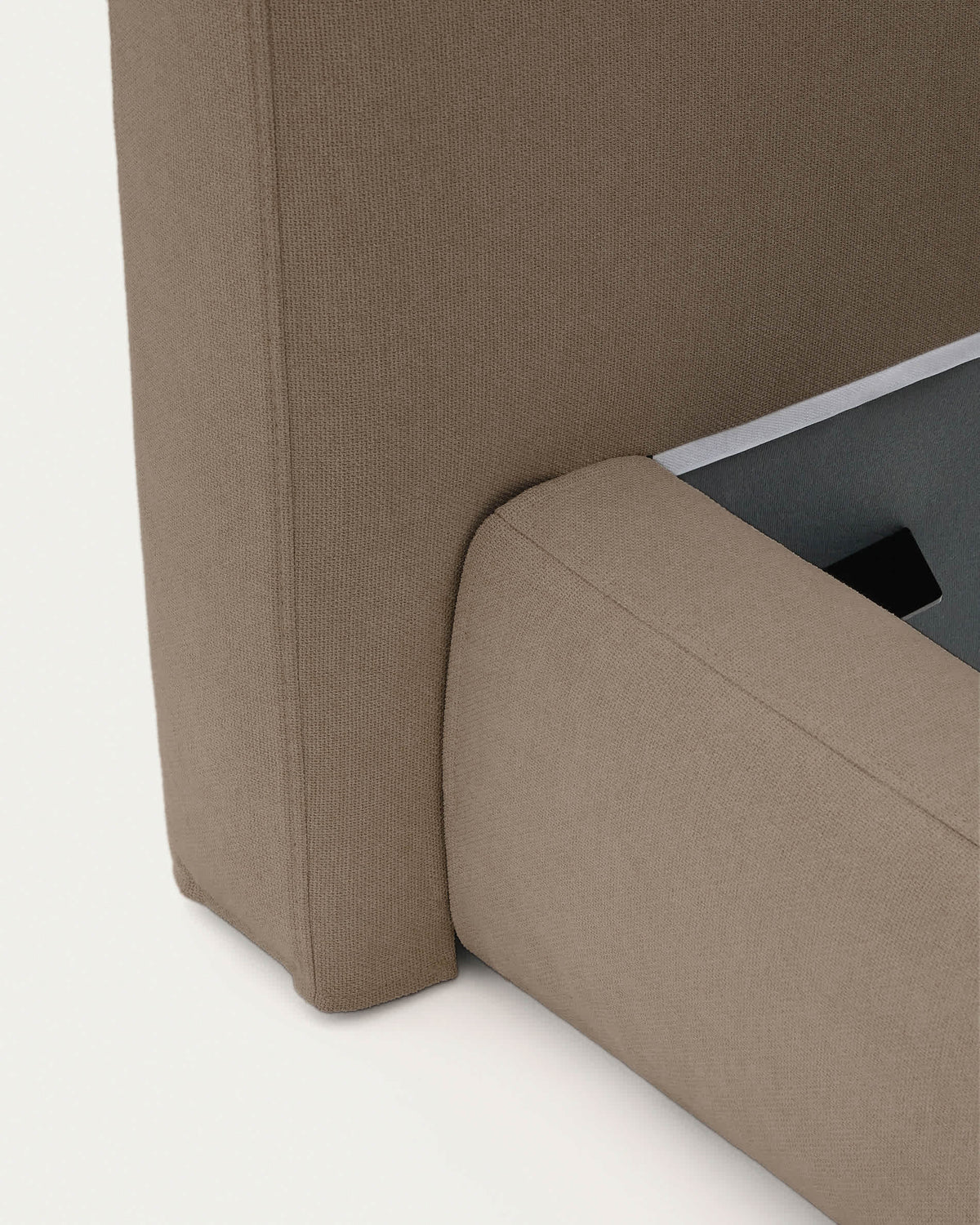 Japandi Bett Blok – Stoff, Braun, 180 × 200 cm – weitere Ansicht