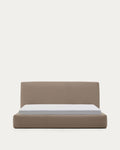 Japandi Bett Blok – Stoff, Braun, 180 × 200 cm – Produktansicht