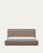 Japandi Bett Blok – Stoff, Braun, 180 × 200 cm – Produktansicht