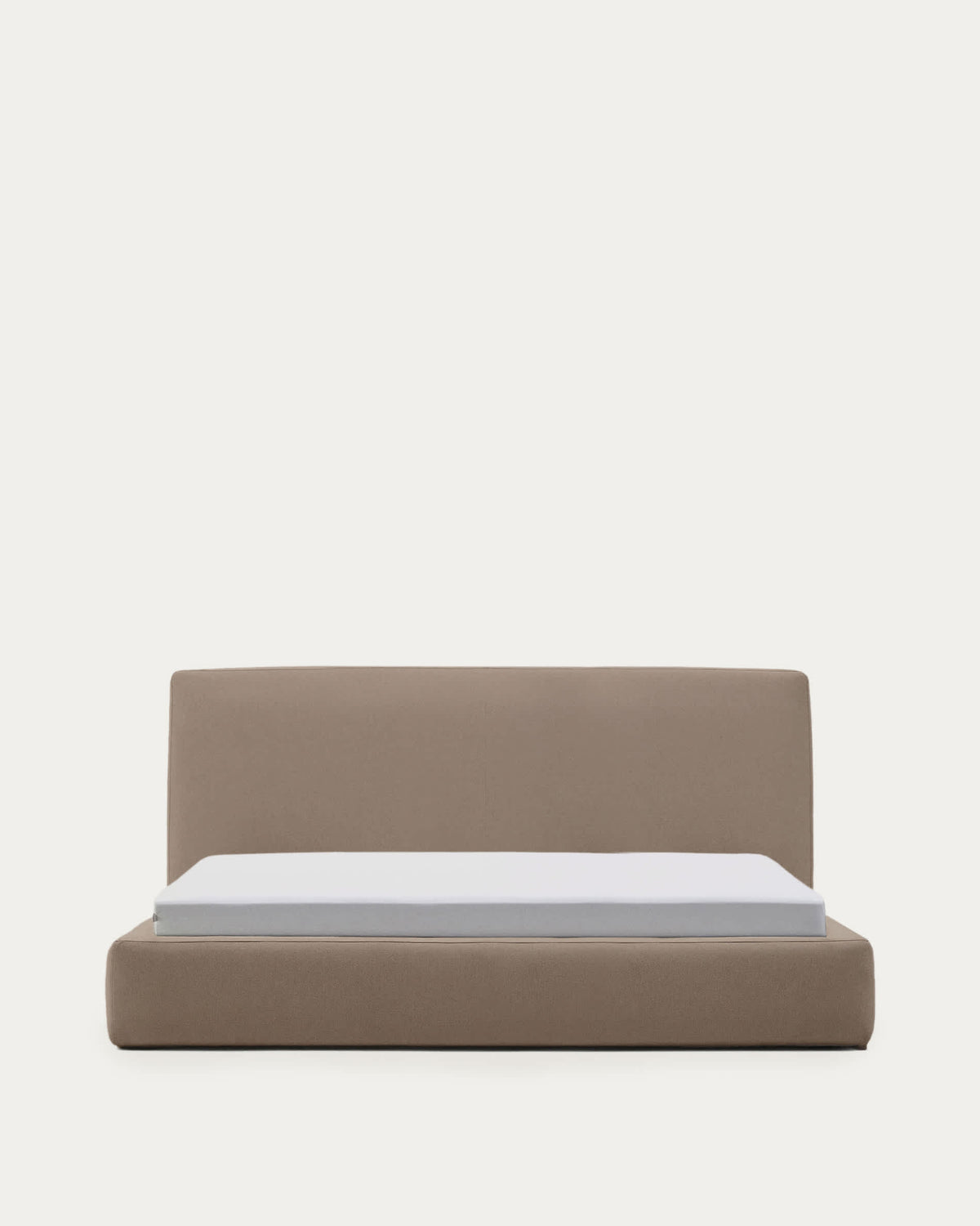 Japandi Bett Blok – Stoff, Braun, 180 × 200 cm – Produktansicht