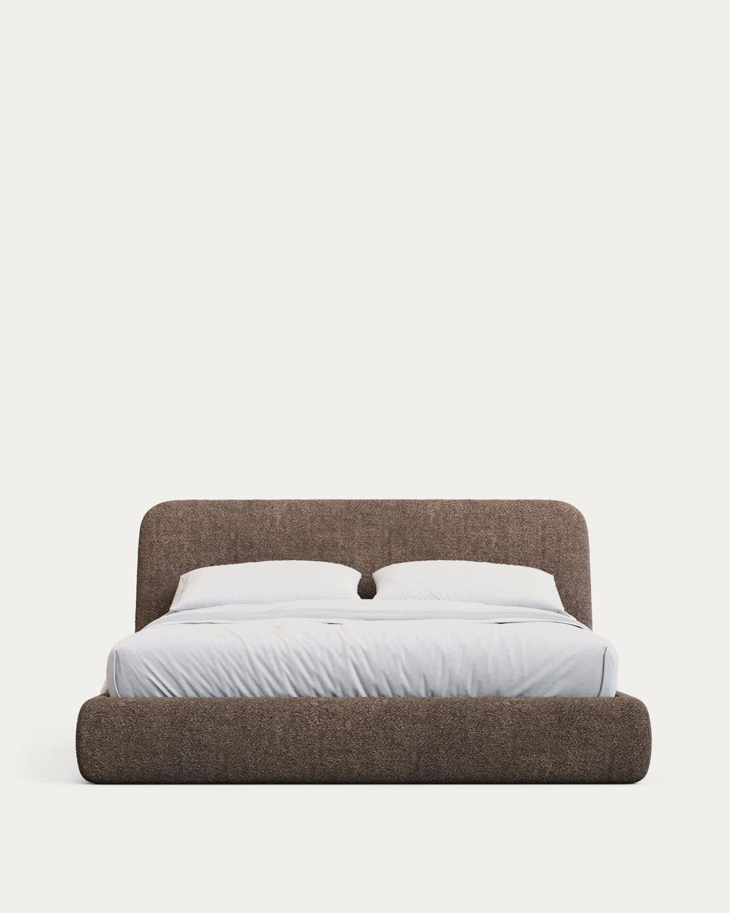 Japandi Bett Martina – Stoff, Braun, 160 × 200 cm – Produktansicht