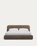 Japandi Bett Martina – Stoff, Braun, 160 × 200 cm – Produktansicht