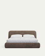 Japandi Bett Martina – Stoff, Braun, 160 × 200 cm – Produktansicht