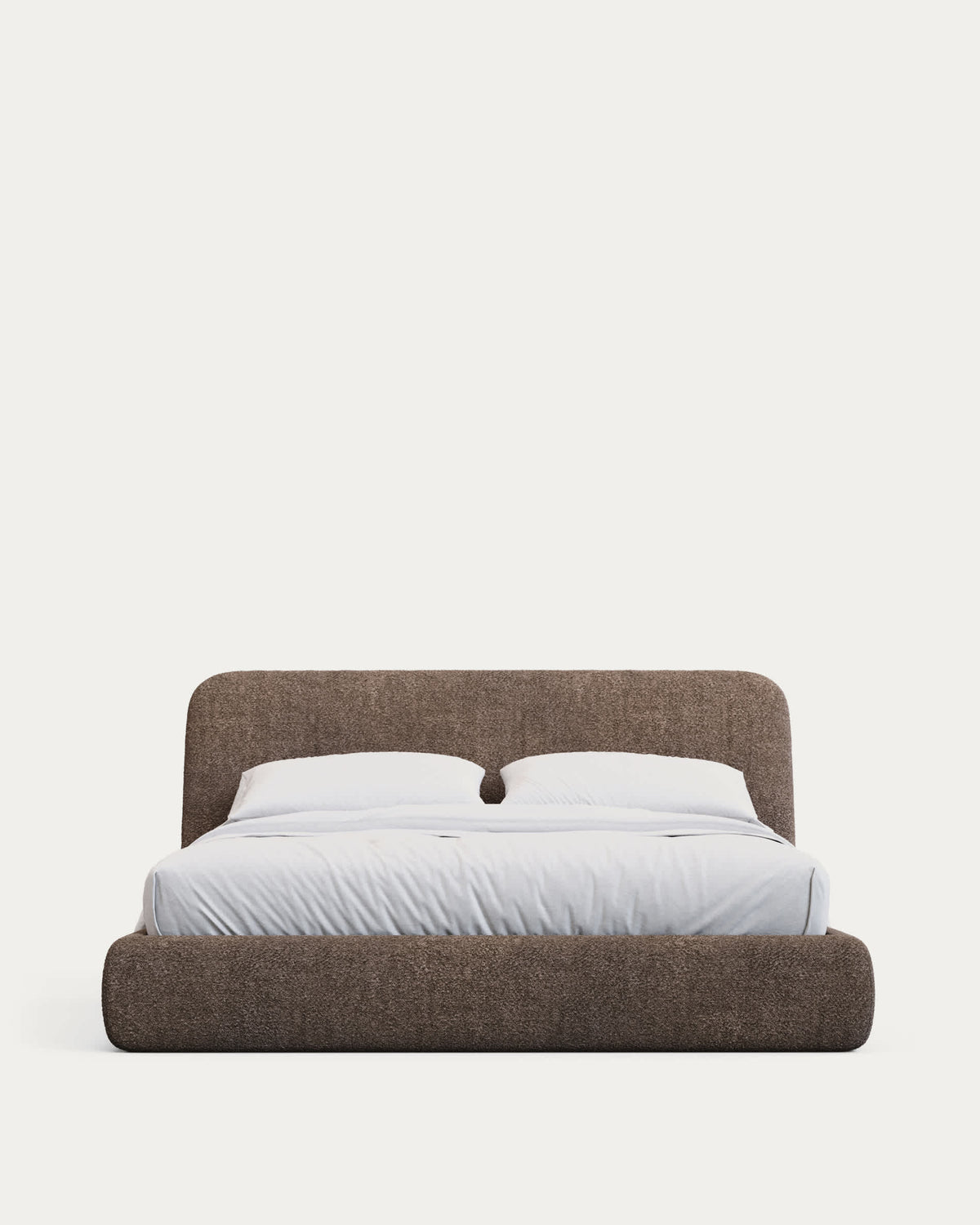 Japandi Bett Martina – Stoff, Braun, 160 × 200 cm – Produktansicht